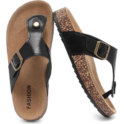 Tongs Mode Pour Femmes Homme, Sandales Avec Soutien De Voûte En Suède Et Liège Mules Antidérapantes Pour Été