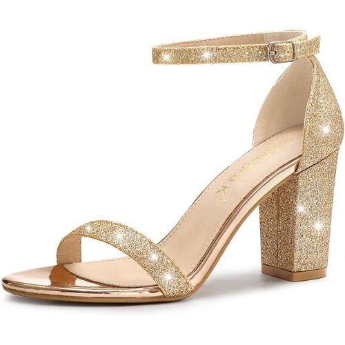 Sandales À Talons Épais À Paillettes Pour Femmes