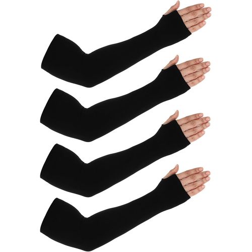 2 Paires Nylon Manchette Manchon En Soie Glacée Pour Protection Solaire Noir Protection Uv Manchettes Eté Avec Trou Pour Pouce Arm Sleeves Pour Femmes Hommes Football Basket-Ball Golf
