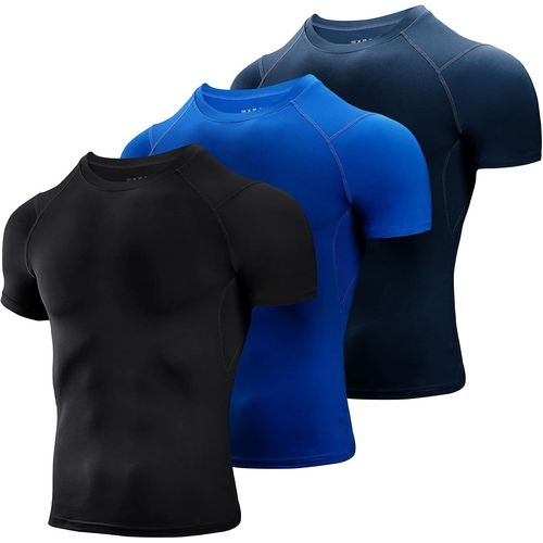 3 Pack Tee Shirt Compression Homme Manches Courtes Tshirt Running Homme Vetement De Fitness Gym Compression Maillot T-Shirt Baselayer Pour Sports Jogging Musculation Gym.[D526]