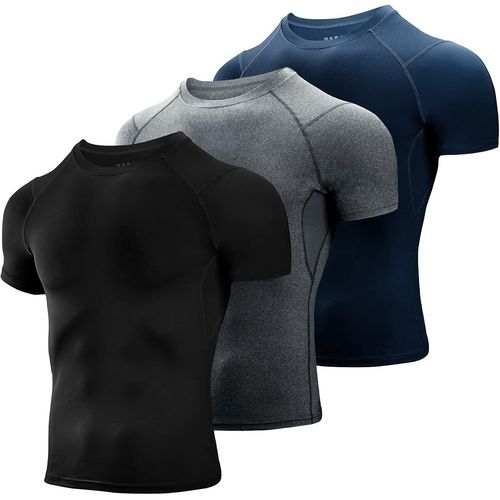 3 Pack Tee Shirt Compression Homme Manches Courtes Tshirt Running Homme Vetement De Fitness Gym Compression Maillot T-Shirt Baselayer Pour Sports Jogging Musculation Gym.[D530]
