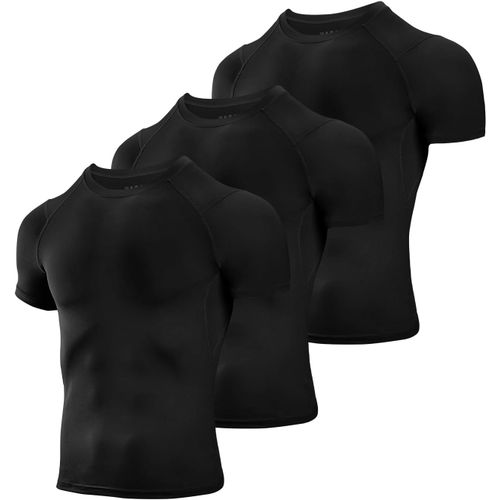 3 Pack Tee Shirt Compression Homme Manches Courtes Tshirt Running Homme Vetement De Fitness Gym Compression Maillot T-Shirt Baselayer Pour Sports Jogging Musculation Gym.[D544]