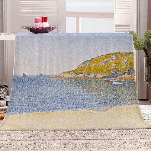 Couverture En Molleton De Flanelle D Impression Couverture En Microfibre Moelleuse Légère, Peluche Chaude Pour Adulte Pour Lit Et Canapé Peinture Célèbre Paul Signac Harbour
