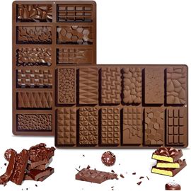 2 Pièces Moule Tablette Chocolat,12 Cavités Moule Silicone Tablette Chocolat Dubai,Moules à Pâtisserie Antiadhésifs Idéal pour Barres de Bonbons,Cires Fondues