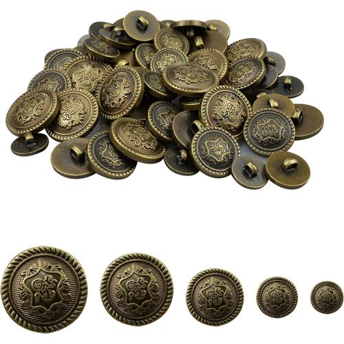 70 Pièces Manteau Bouton Antiquité Brass Boutons Blazer en Plastique Antique Blazer Boutons en Plastique Boutons pour Uniforme,Manteau,Uniforme,Chemise,Costume,Veste