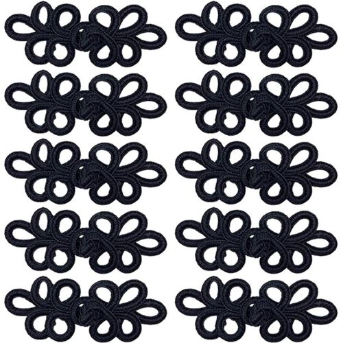 Boutons,10 Paires D'attaches De Couture De Boutons De Grenouille À N?ud Chinois Pour Costume Cheongsam Tang Écharpe Cardigan Pull Manteau Vêtements De Couture (Noir)