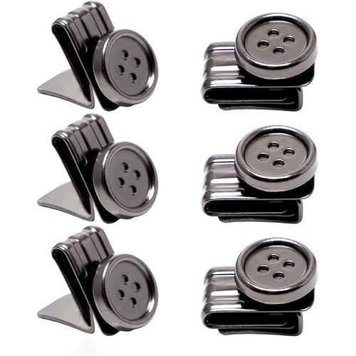 Lot de 6 boutons de sangle sans boutons à coudre Bretelles avec pour hommes Bouton de bretelles pour Jean,Pantalons et Clips de Sangle à Pince