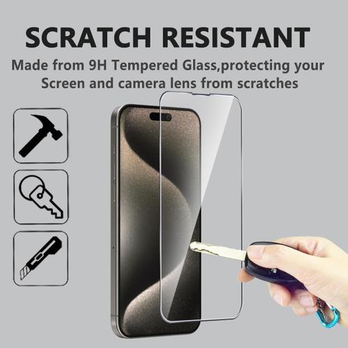 Protections d'écran iPhone 15 Pro en verre trempé Full Size (2 pièces)