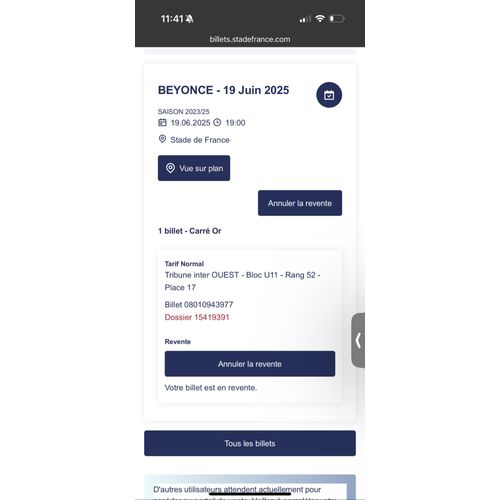 Ticket Billet Beyonce