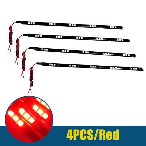 Bandes Lumineuses De Voiture Led 15 Smd 5050, 12 Pouces, 4 Pièces, Flexibles, Éclairage D'accentuation Pour Pied De Voiture Sous Le Tableau De Bord, Accessoires D'intérieur De Voiture Étanches