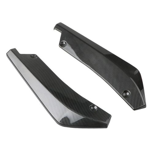 Lame De Pare-Choc Arrière De Voiture Universelle, 2 Pièces, Protection De Diffuseur, Fiber De Carbone Brillante, Ailes Noires, Extensions Latérales