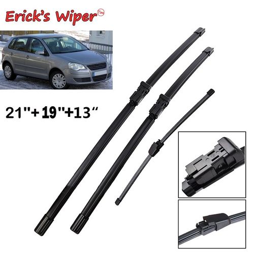 Erick's Wiper-Jeu D'essuie-Glaces Avant Et Arrière, Pour Vw Polo 4 Ura Back Vop 9n3 2006-2009, Pare-Brise 21 \""+ 19\"" + 13\""