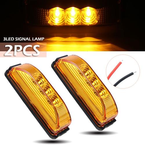 Marqueur Latéral De Voiture Ambre À 3 Led 12v, 2 Pièces, Feux De Signalisation Latéraux Pour Remorque De Camion, Dégagement Étanche, Accessoires, 10x3.4x3cm