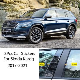 Autocollant De Garniture De Poteau De Pilier De Porte De Voiture, Couvertures De Fenêtre, Accessoires Pour Skoda, Karoq, 2017-2021, Ensemble De 8 Pièces