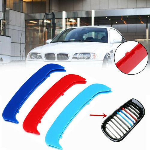 Couverture De Barre De Calandre De Voiture 3 Couleurs, Décor De Clip À Rayures Pour Bmw E46 De 2002 À 2004