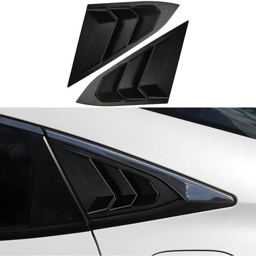 Paire De Becquet De Fenêtre Arrière Triangulaire Pour Honda Civic 10th 2016 2017 2018 2019, Noir Brillant