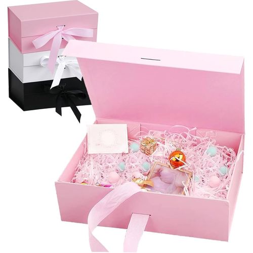 SHIBA-Boite cadeau Bowknot (21x17x7cm), Coffrets cadeaux pliables avec Couvercle Magnétique et Ruban, Boite Cadeau Magnétique, Boî[5