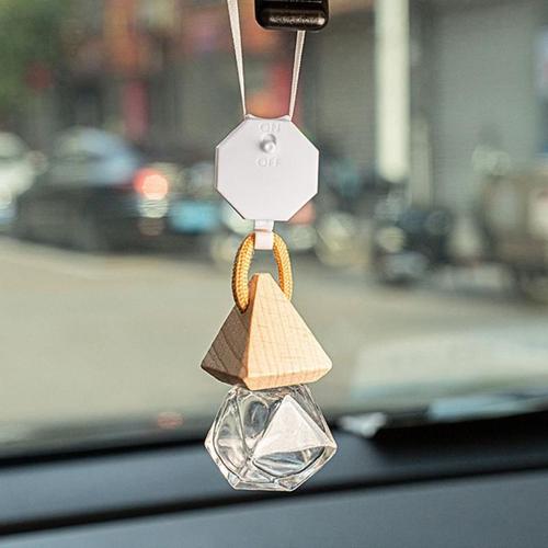 Pendentif En Bois Pour Aromathérapie, Accessoires Décoratifs En Forme De Diamant, Bouteille En Verre Lisse Et Réglable, Ornement De Sexuellement Simple Et Facile À Construire