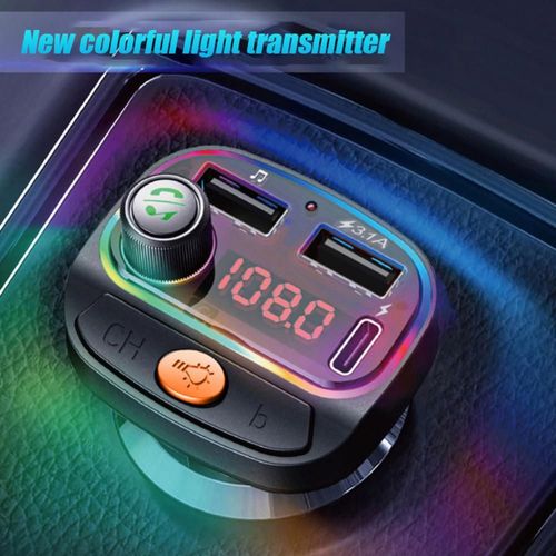 Blue-Tooth-Allume-Cigare Multifonction Pour Voiture, 3 Lecteurs De Musique, Transmetteur Fm, Chargeur Rapide Usb, Lumières Colorées, C15, Nouveau