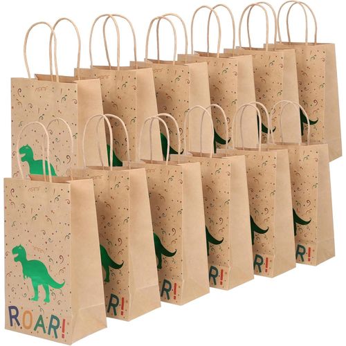 SHIBA-Sac Dinosaure en Papier avec Poignée (Lot de 24) - Sachet Anniversaire Enfant Dinosaure, Sachet Surprise, Cadeaux & Bonbons [5