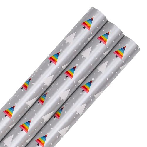Shiba-Hallmark Lot De 3 Rouleaux De Motif Sapin De Noël Arc-En-Ciel - 3 Rouleaux De Motif Arbre De Noël Arc-En-Ciel[5152]