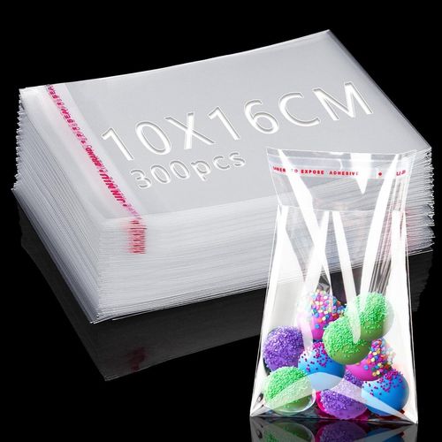 SHIBA-300 Pièces Sac Plastique Transparent 16x10cm Sachet Cellophane Sacs Auto-adhésifs Plastique OPP Sachet Biscuit Sachet Emball[6