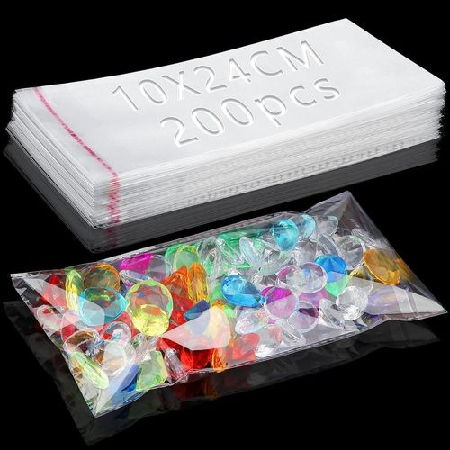 SHIBA-200 Pièces Sac Plastique Transparent 24x10cm Sachet Cellophane Sacs Auto-adhésifs Plastique OPP Sachet Biscuit Sachet Emball[6