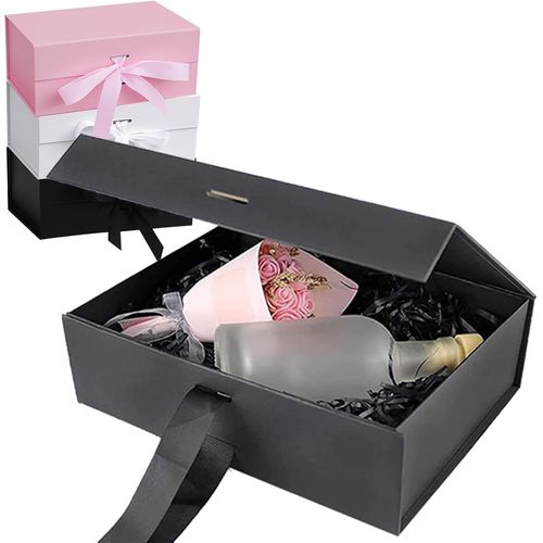 SHIBA-Boite cadeau Bowknot (21x17x7cm), Coffrets cadeaux pliables avec Couvercle Magnétique et Ruban, Boite Cadeau Magnétique, Boî[5