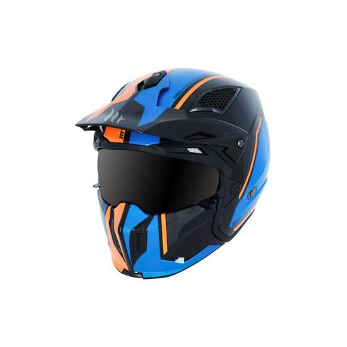 Casque Trial Mt Streetfighter Sv Twin Noir / Bleu / Orange Brillant  S