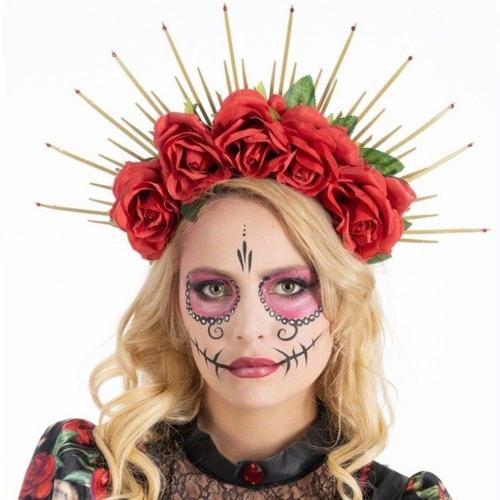 Serre-Tête Couronne Day Of The Dead Rouge Adulte