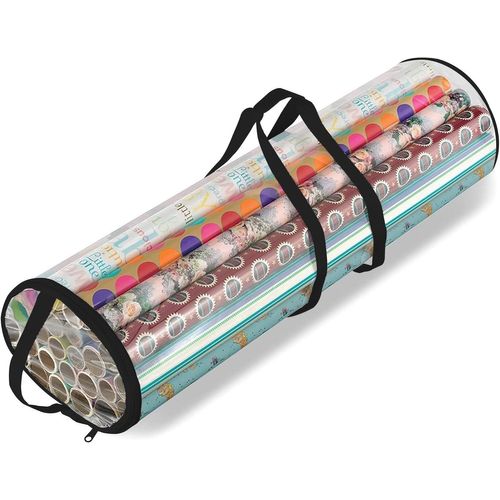 SHIBA-Ram® Sac de rangement cylindrique noir pour papier cadeau de Noël ¿ Rangement pour boules de Noël, guirlandes lumineuses, n?[4