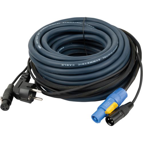 DAP AUDIO câble Schuko/connecteur bleu - XLR M/F, 15 m