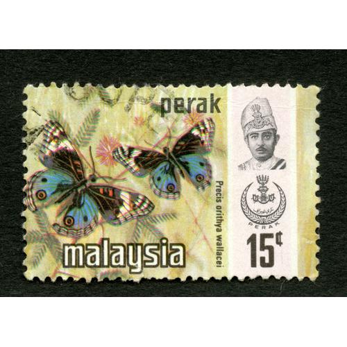 Timbre Oblitéré Malaysia, Perak, Precis Orithya Wallacei, 15c