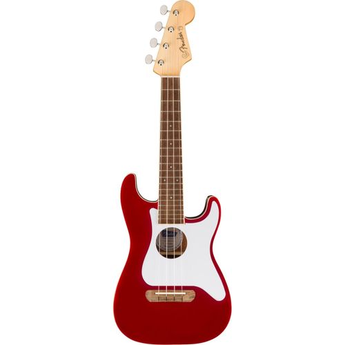 Fender Fullerton Strat Uke Wn White Pickguard Candy Apple Red Ukulélé Électro-Acoustique Concert