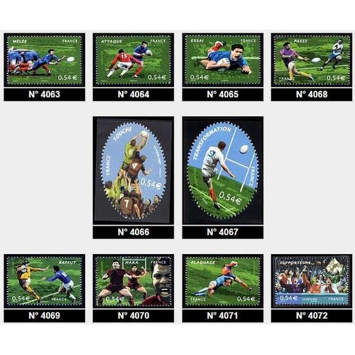 France 2007, Très Belle Série Complète Neuve** Luxe , Yvert 4063 À 4072 Coupe Du Monde De Rugby En France