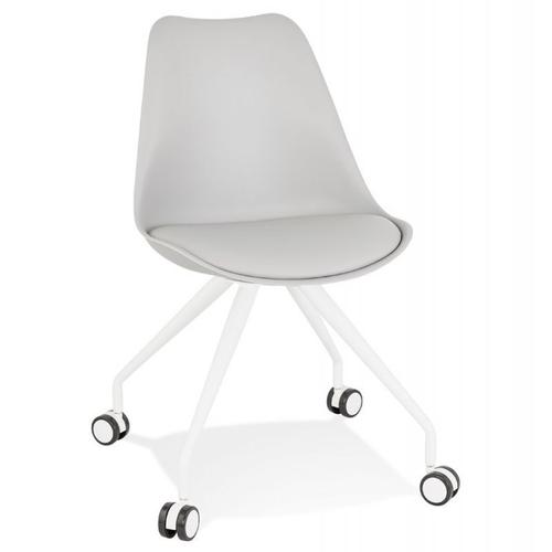 Paris Prix - Chaise De Bureau Design "Laxina" 92cm Gris & Blanc