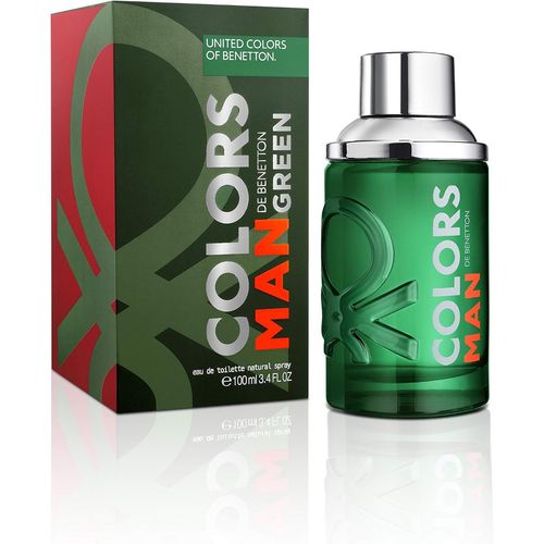 Benetton-Green From United Colors,Eau De Toilette Spray Pour Homme,Parfum Boisé Aux Agrumes,Bergamote,Coriandre Et Vétiver-100 Ml 