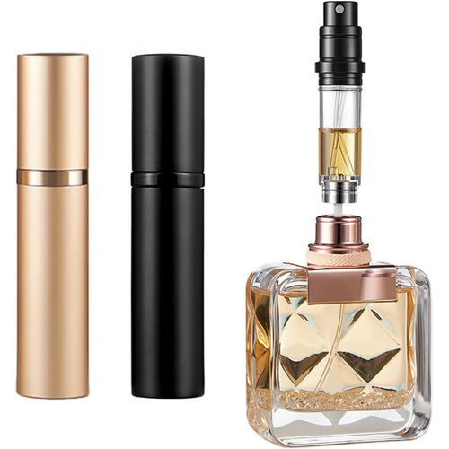 Lot De 2 Atomiseurs De Parfum Rechargeables De 5 Ml,Mini Distributeurs D'après-Rasage De Voyage,Petit Flacon Pulvérisateur De Parfum,Distributeur De Parfum De Poche Pour Homme Et Femme (Noir. 