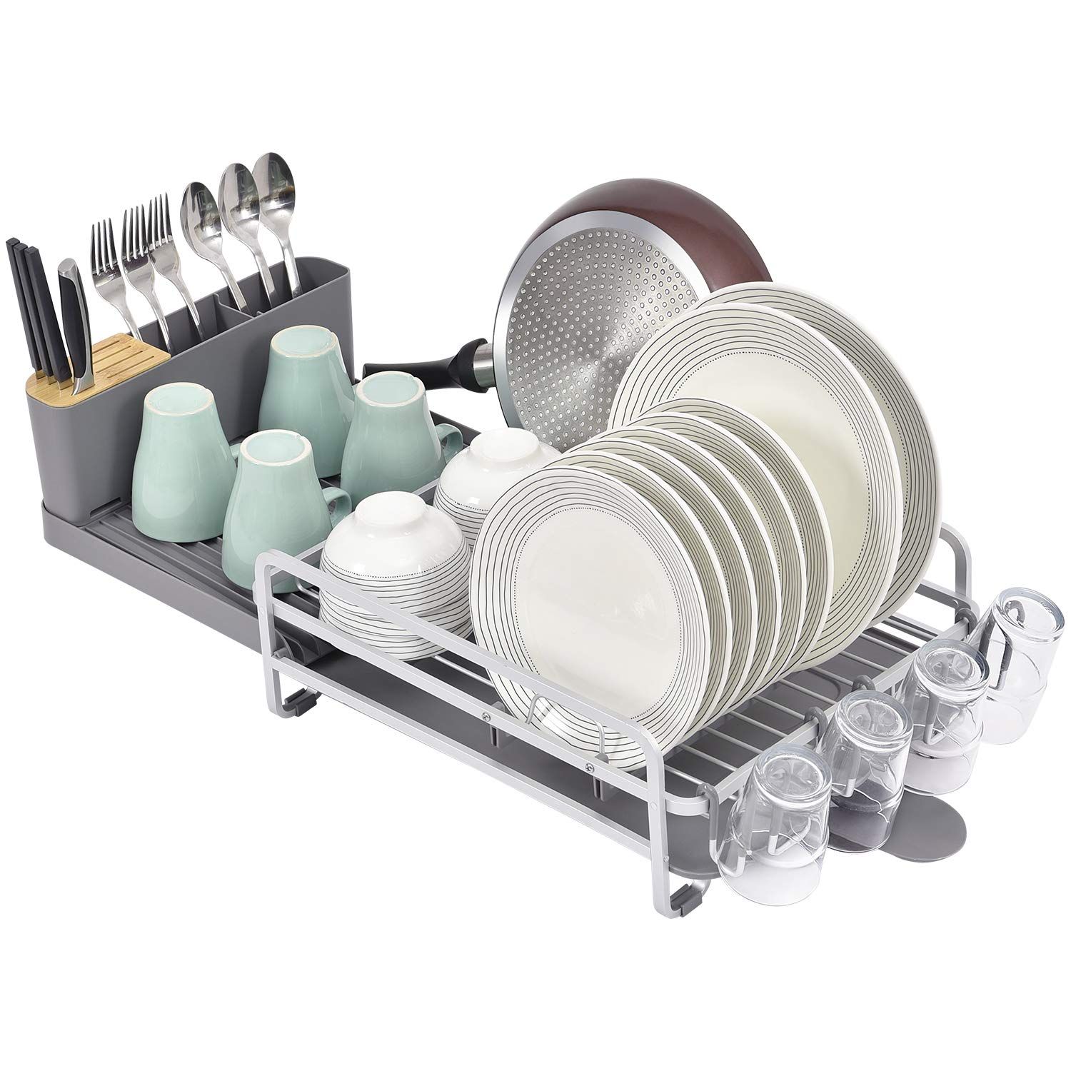 Égouttoir à Vaisselle Extensible KINGRACK - Design 3-en-1, Acier Inoxydable, Avec Porte-ustensiles