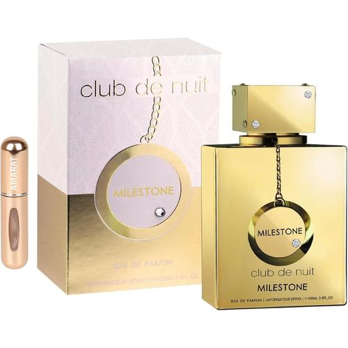 Parfum Club De Nuit Milestone 105 Ml,Parfum Arabe Unisexe Longue Durée,Eau De Parfum Importée De Dubaï,Avec Atomiseur Rechargeable 5 Ml (Milestone) 