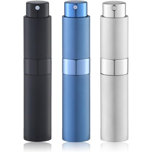 Atomiseur De Parfum 10ml,Flacon Pulvérisateur De Voyage Pour Eau De Cologne,Pulvérisateur Portable Rechargeable(3pcs,Noir Argent Bleu) 