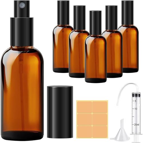 Flacons En Verre Ambre Vide,4pcs 100ml Flacon Pulvérisateur En Verre,Ambré Bouteille Spray Glass,Flacon Vaporisateur Vide Avec Seringue Et Entonnoir Pour Huiles Essentielles,Parfums 
