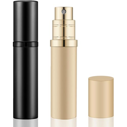 Vaporisateur Parfum Rechargeable - Flacon 5 Ml Voyage Portable,Bouteille De Poche,Atomiseur Vide Pour Voyager (Noir + Or) 