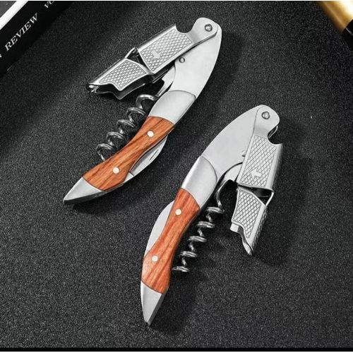 Couteau Décapsuleur Tire Bouchon Bois Massif & Acier