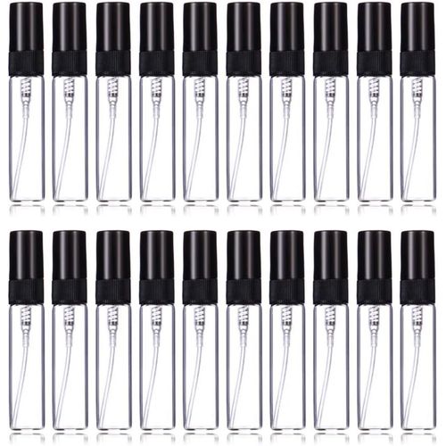 Lot De 20 Minis Flacons Vaporisateurs Pour Parfum Rechargeables En Verre Transparent Pour Voyage (5 Ml,Noir) 