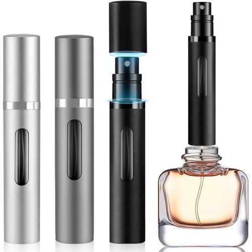 Mini Vaporisateur De Parfum Rechargeable,8 Ml,Flacon Voyage Portable,Anti-Fuite Avec Capuchon (Noir Gris Argent)