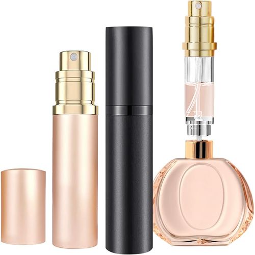 Vaporisateur De Parfum Rechargeable,5 Ml,Flacon De Parfum Vide Pour Voyage,Mini Vaporisateur De Parfum Vide Pour Les Voyages,Noir Et Or Rose 