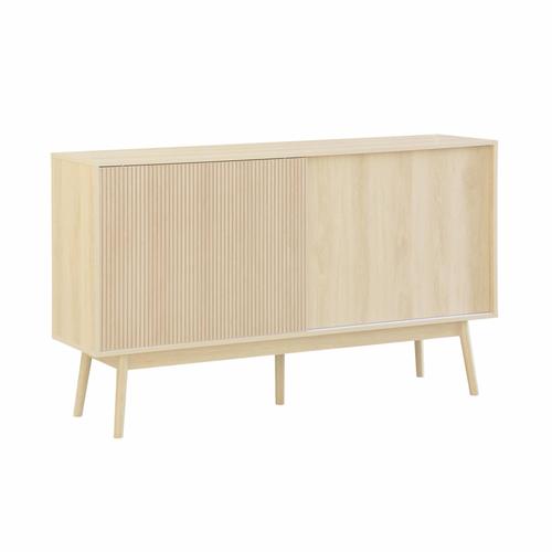 Buffet De Rangement Décor Bois Naturel Linear Deux Portes Deux Étagères L 150 X P 39.5 X H 90cm