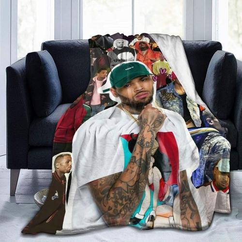 Chris Brown Jeté Polaire En Flanelle Chaud En Peluche Microfibre Toutes Saisons 60 X 50 Po