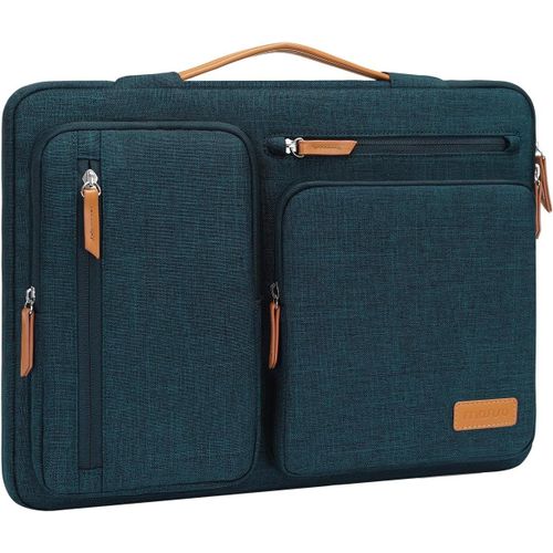 Housse 360° Pour Ordinateur Portable 13 Pouces, Compatible Avec Macbook Air M4 M3 M2 M1 2025-2018/Pro M2 M1 2025-2016, Sac Ouvert Latérale Avec 4 Poches Zippées&Poignée,Sarcelle Fo[ORD622214]